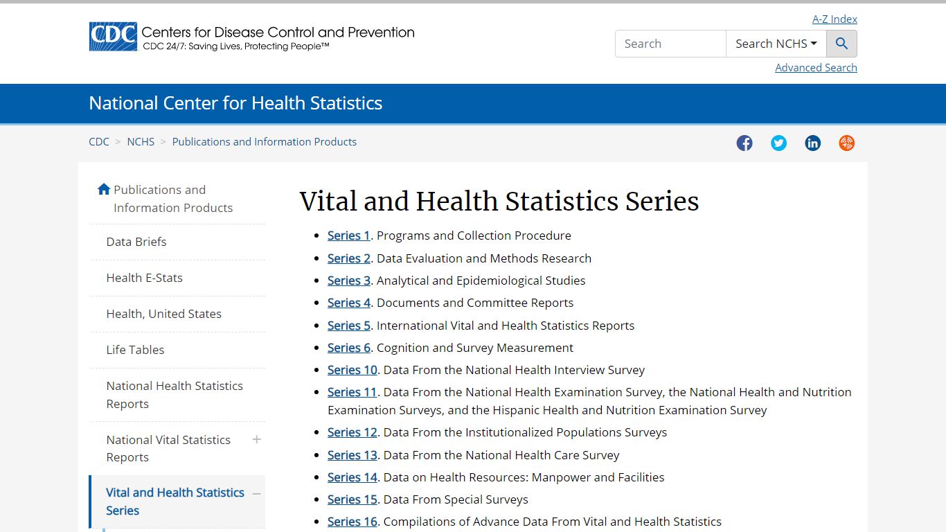 Vital and Health Statistics Series - Centers for Disease Control and ...