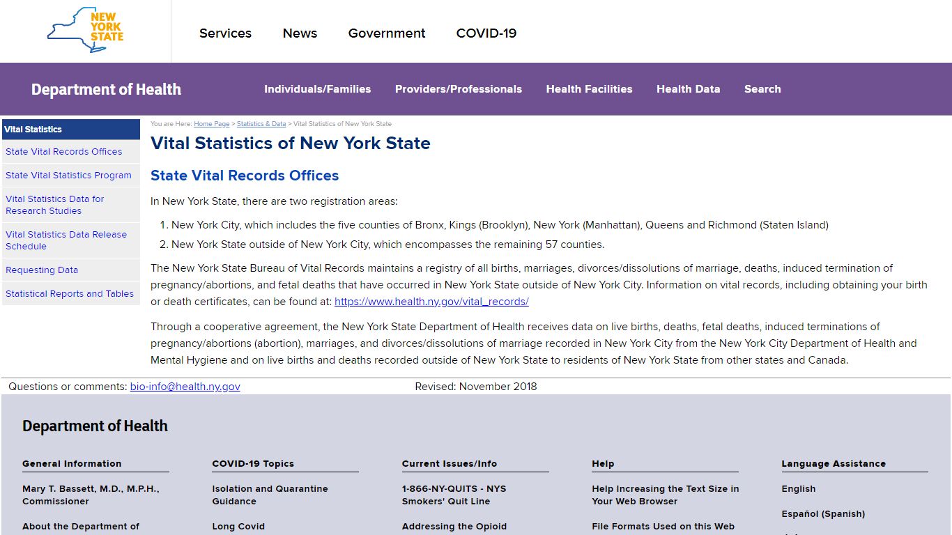 Vital Statistics of New York State - New York State Department of Health